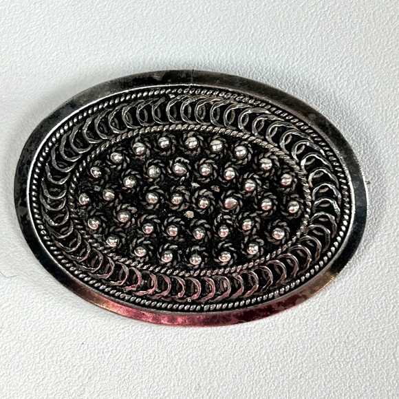 Vintage Ornate Sterling Silver Brooch Pin Stamped Hallmark Middle Eastern Design - Picture 2 of 6